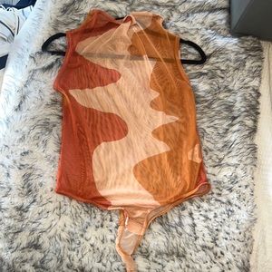 Abstract mock neck mesh bodysuit